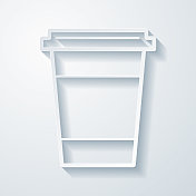 一次性杯子。在空白背景上具有剪纸效果的图标 一次性杯子。在空白背景上具有剪纸效果的图标