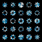 抽象的马赛克雪花图案图标按钮收集设计