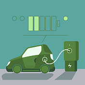 绿色电动汽车配备电动汽车充电站