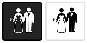 婚姻图标上的黑色按钮与白色翻转
