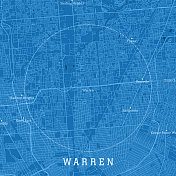 沃伦米城市矢量地图蓝色文本