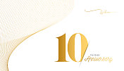 周年标志模板孤立，周年图标标签，周年标志股票插图。周年祝福模板与金色手印。