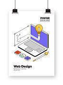 网页设计概念等角网页横幅,海报,封面和横幅的三维设计 网页设计概念等角网页横幅,海报,封面和横幅的三维设计