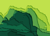 抽象的绿色剪纸风格的图案背景