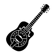 白色背景上的钢吉他乐器的细线图标 白色背景上的钢吉他乐器的细线图标