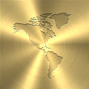 美国地图上的黄金背景-圆形拉丝金属纹理 美国地图上的黄金背景-圆形拉丝金属纹理