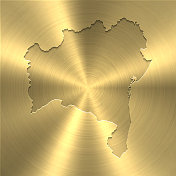巴伊亚地图上的黄金背景-圆形拉丝金属纹理