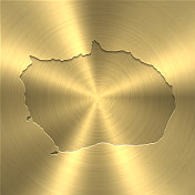 布维岛地图上的金色背景-圆形拉丝金属纹理