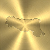 Emilia-Romagna地图上的金色背景-圆形拉丝金属纹理