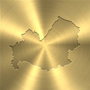 Molise地图上的金色背景-圆形拉丝金属纹理