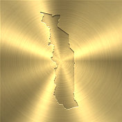 多哥地图上的黄金背景-圆形拉丝金属纹理