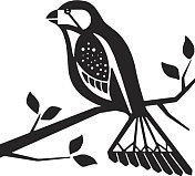 鸟栖息在树枝上