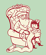 圣诞老人和膝上的女孩