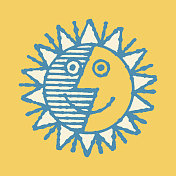 插图与象征的太阳与拟人化的脸 插图与象征的太阳与拟人化的脸