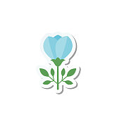 可爱的花图标在平面设计-蓝色气球花