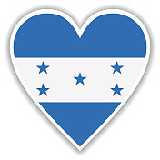 心中的洪都拉斯国旗有阴影和白色的轮廓