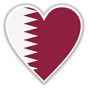 心中的卡塔尔国旗有阴影和白色的轮廓 心中的卡塔尔国旗有阴影和白色的轮廓