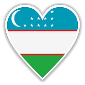 心中的乌兹别克斯坦国旗有阴影和白色的轮廓