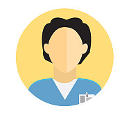 平面设计亚洲男性医疗专业人员主题图标