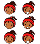 面部表情(emoticon)收集的运动青少年男孩或女孩