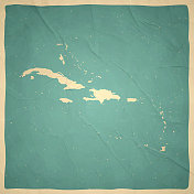 复古风格的加勒比地图-旧的纹理纸