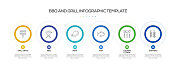 烧烤和烧烤相关的过程信息图表模板。过程时间图。带有线性图标的工作流布局
