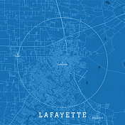 拉斐特洛杉矶城市矢量道路地图蓝色文本