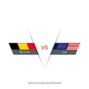 比利时vs美国股票插图。美国和比利时的国旗。