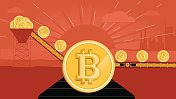 比特币挖矿-制造比特币。比特币矿业的概念。
