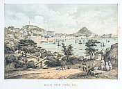 澳门从槟榔山-彩色平版印刷1856