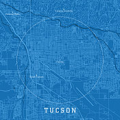 图森AZ城市矢量道路地图蓝色文本