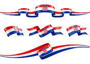 克罗地亚国旗缎带集-矢量股票插图