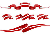 拉脱维亚国旗缎带集-矢量股票插图