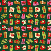 无缝背景与圣诞礼品盒。 无缝背景与圣诞礼品盒。