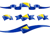 波斯尼亚和黑塞哥维那的旗帜丝带集矢量股票插图
