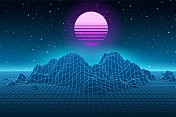 Synthwave复古的背景