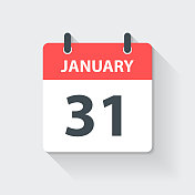 1月31日-每日日历图标在平面设计风格
