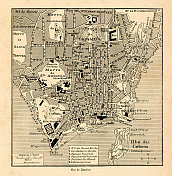 绘制巴西里约热内卢里约热内卢市中心地图1898年