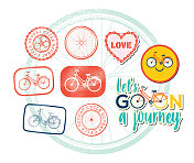 复古单车贴纸、单车橡皮邮票及单车设计