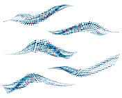向量蓝色半色调波尔卡点纹理波浪图案图标或设计