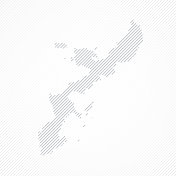 冲绳岛地图设计与白色背景线