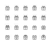 礼品盒线条图标可编辑的笔触 礼品盒线条图标可编辑的笔触