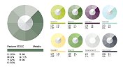 一套五颜六色的时髦的平面颜色模板。