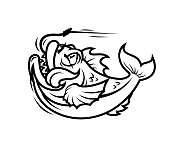 鱼钩上的鱼剪出剪影 鱼钩上的鱼剪出剪影