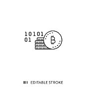 比特币线图标与可编辑的Stroke