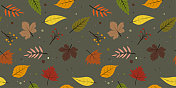 无缝多彩的秋叶图案背景-像素完美