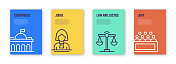 法律与正义概念模板布局设计。现代小册子，书封面，传单，海报设计模板