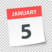 1月5日-每日日历在空白背景
