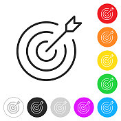 目标。按钮上不同颜色的平面图标 目标。按钮上不同颜色的平面图标
