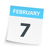 2月7日-每日日历上的白色背景